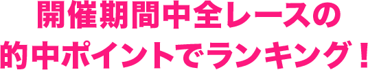 開催期間中全レースの的中ポイントでランキング！