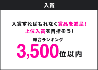 入賞すればもれなく賞品を進呈!上位入賞を目指そう!総合ランキング3,500位以内